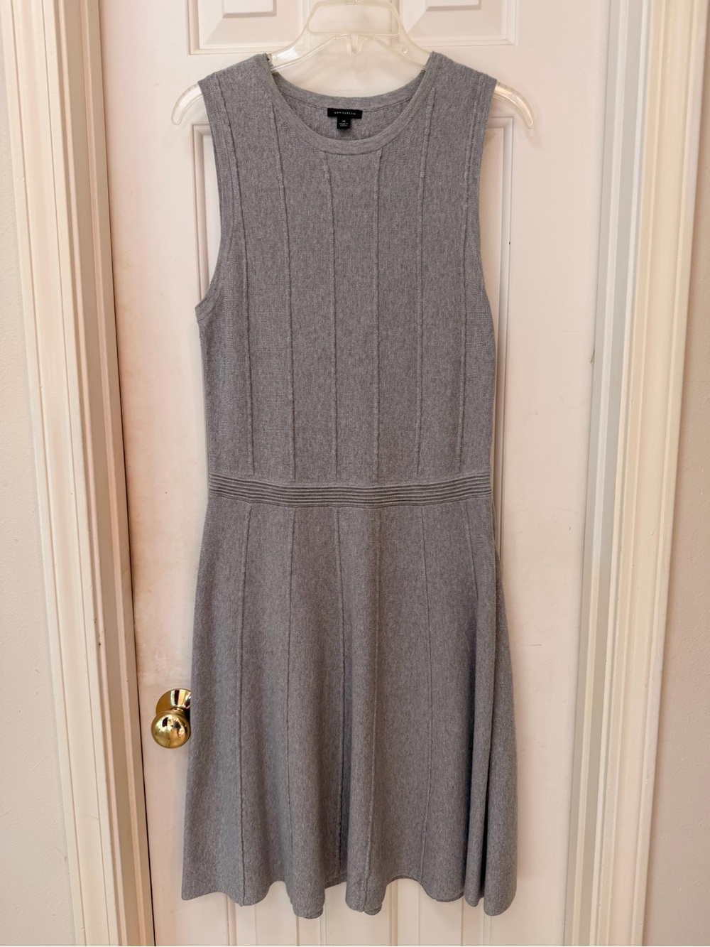 Ann Taylor Sleeveless Knit Sweater Fit-and-Flare Dress in Soft Grey, Size M - Picture 13 of 13